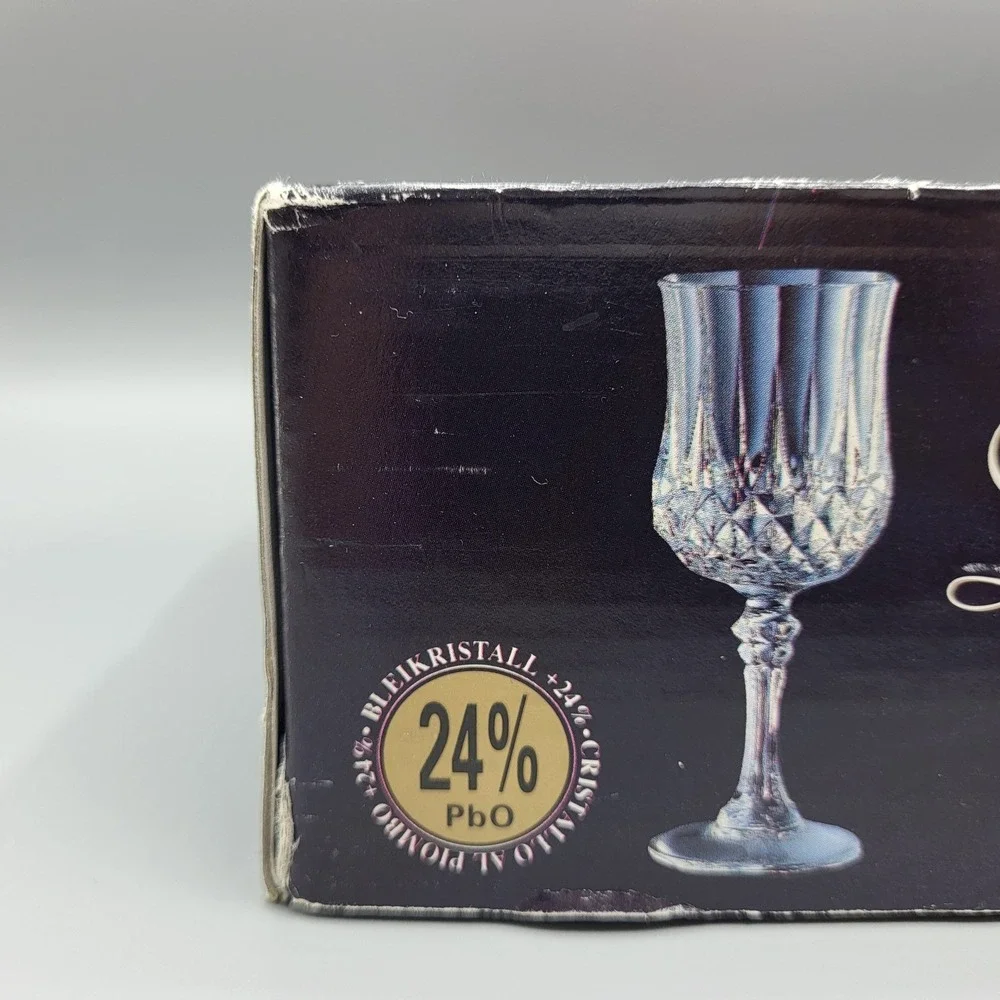 Cristal d Arques Longchamp Wine Glasses Set of 4 24% Lead Crystal Clear France